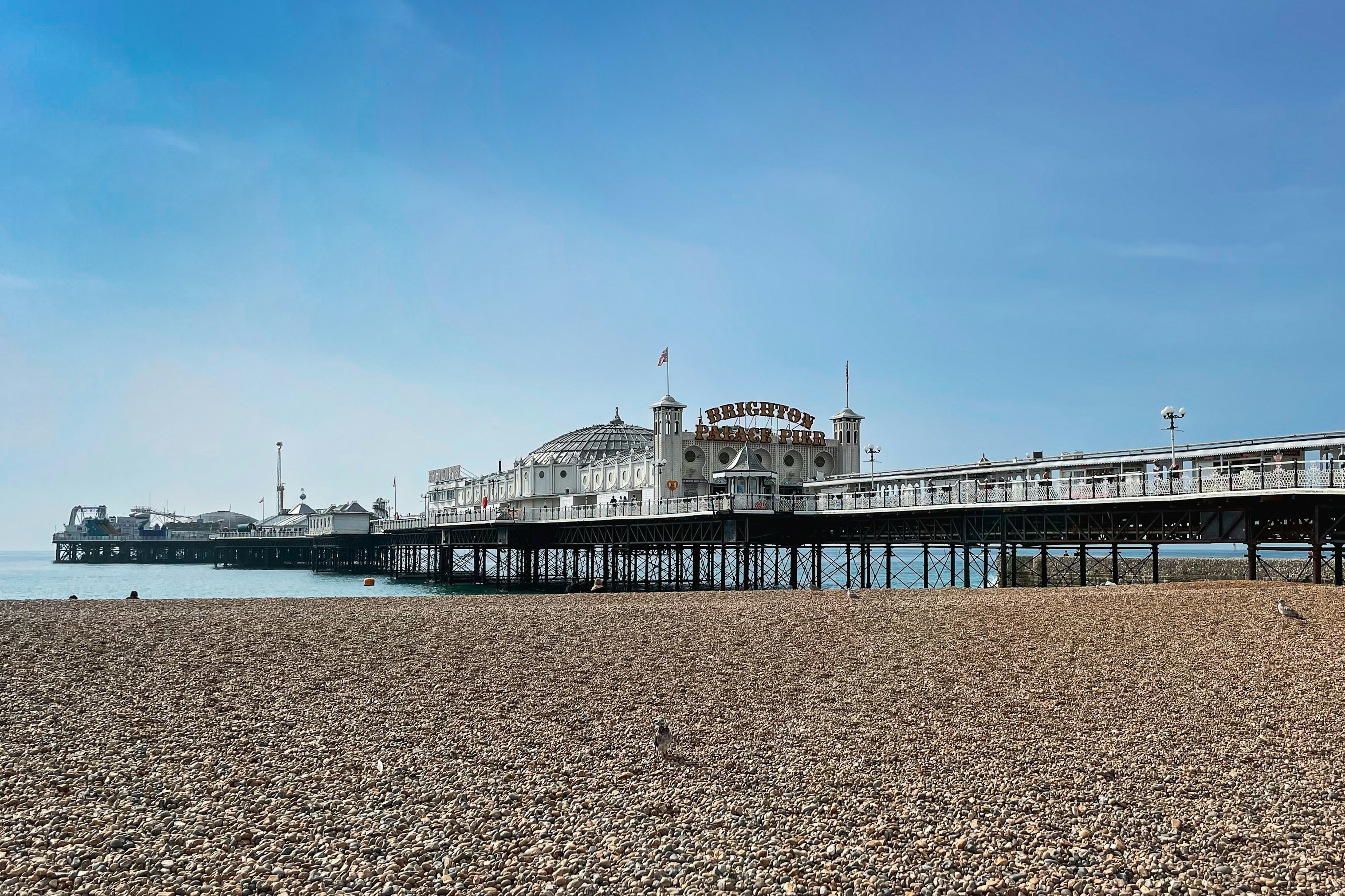 Beautiful UK seaside town with pier and beach